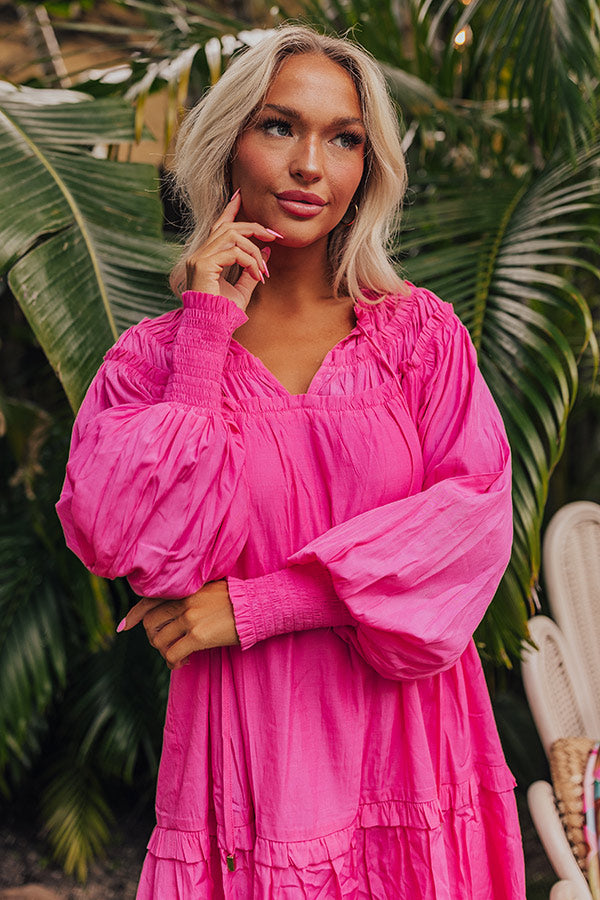 Brunch On The Coast Shift Dress in Hot Pink
