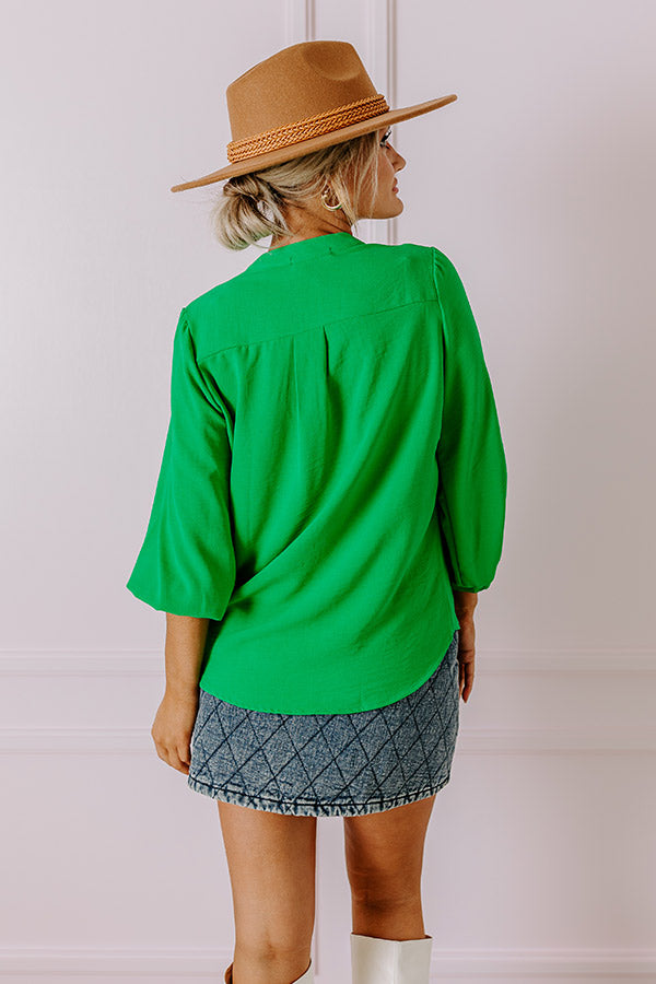 Casual Moment Shift Top in Kelly Green