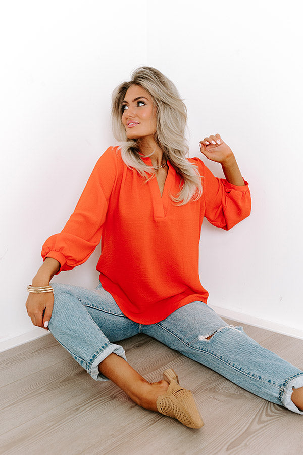 Casual Moment Shift Top in Tangerine