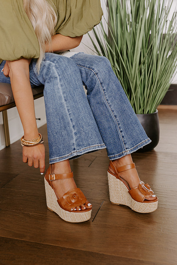 The Flora Faux Leather Wedge in Brown