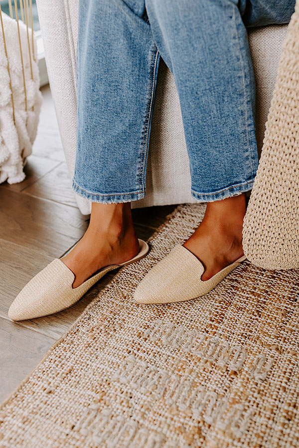 The Natasha Raffia Woven Flat in Tan