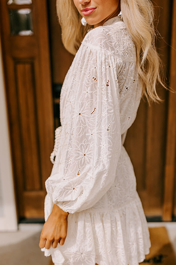 long sleeve eyelet mini dress Women's Long Sleeve Eyelet Mini Popover Dress - Lands' End - White