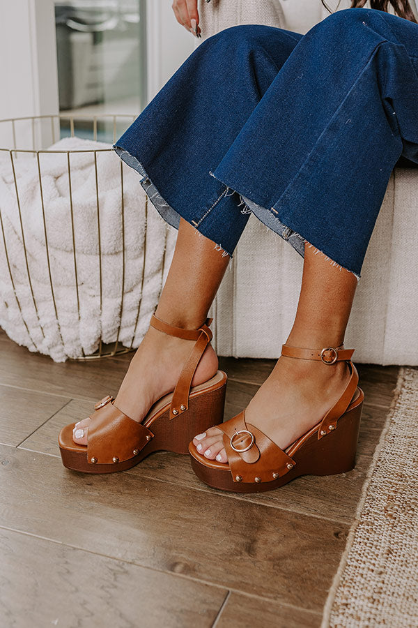 The Trisha Faux Leather Wedge in Brown