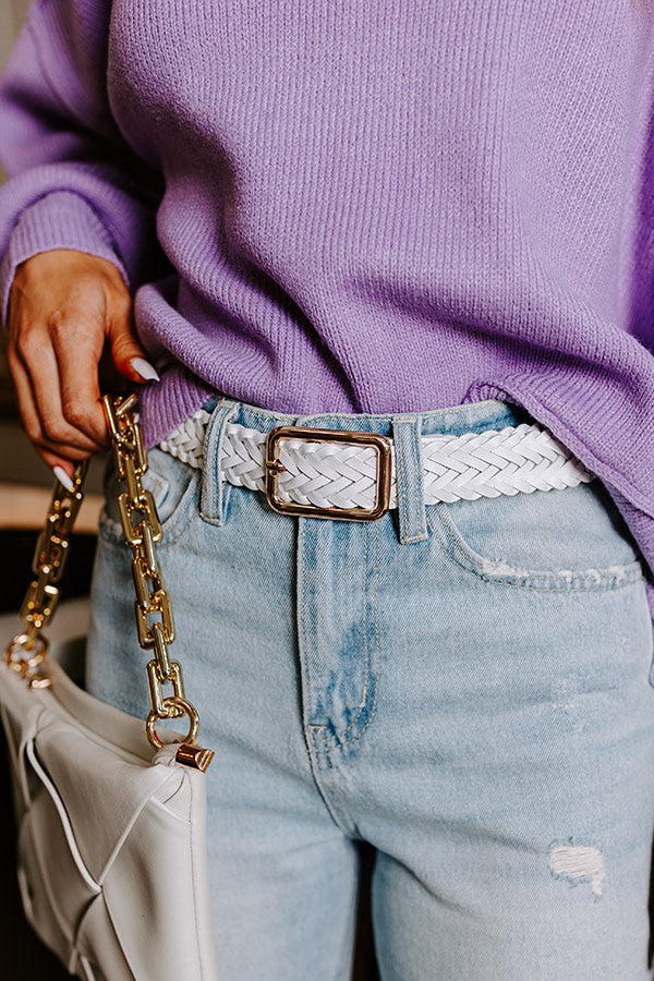 Oh So Chic Faux Leather Belt in White
