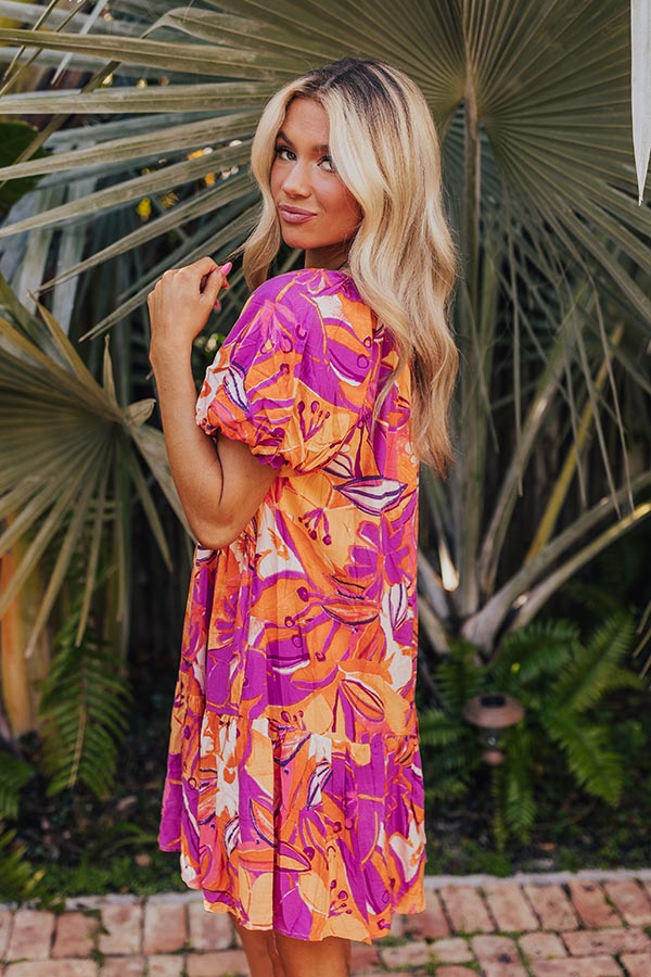 floral brunch dresses St. Barts Brunch Floral Mini Dress M / Orange