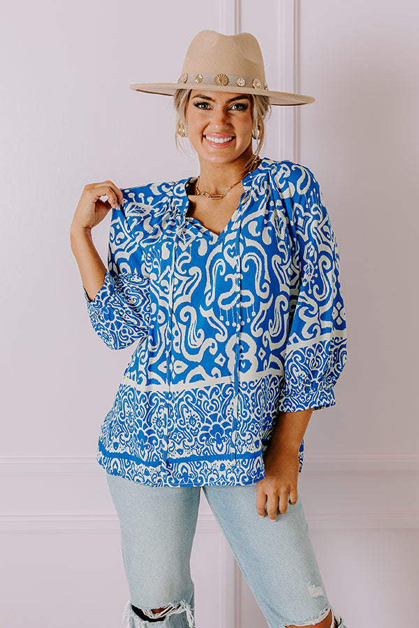 Santorini Season Shift Top in Ocean Blue