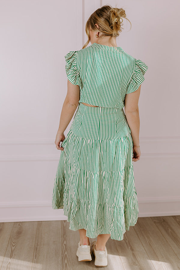 Bayside Brunch Stripe Midi in Emerald