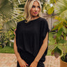 Maldives Escape Oversized Terry Top in Black Image - 1