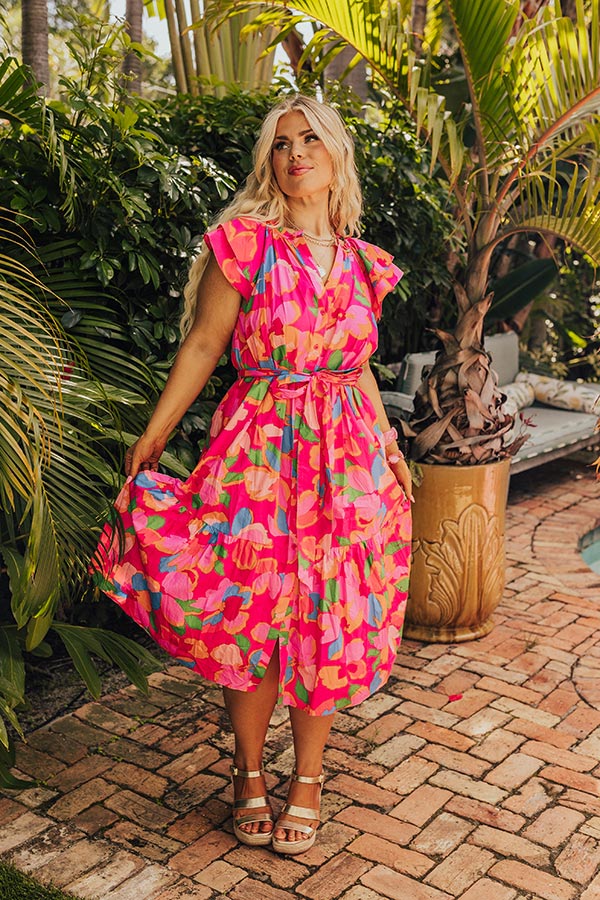 French Riviera Floral Midi in Hot Pink Curves Impressions Online Boutique French Riviera Floral Midi in Hot Pink Curves Impressions Online Boutique