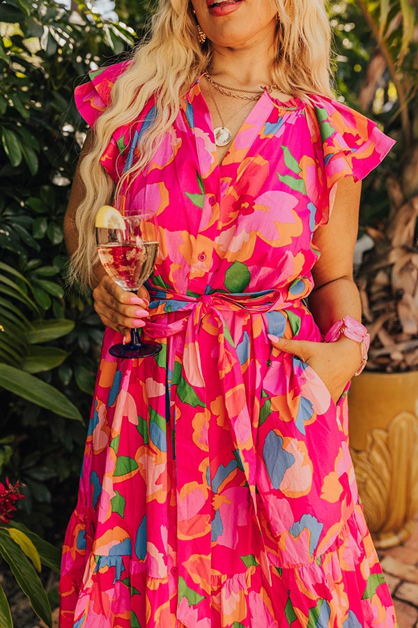 hot pink floral wrap dress GABRIELA Wrap Dress - Fuchsia Floral Hot Pink