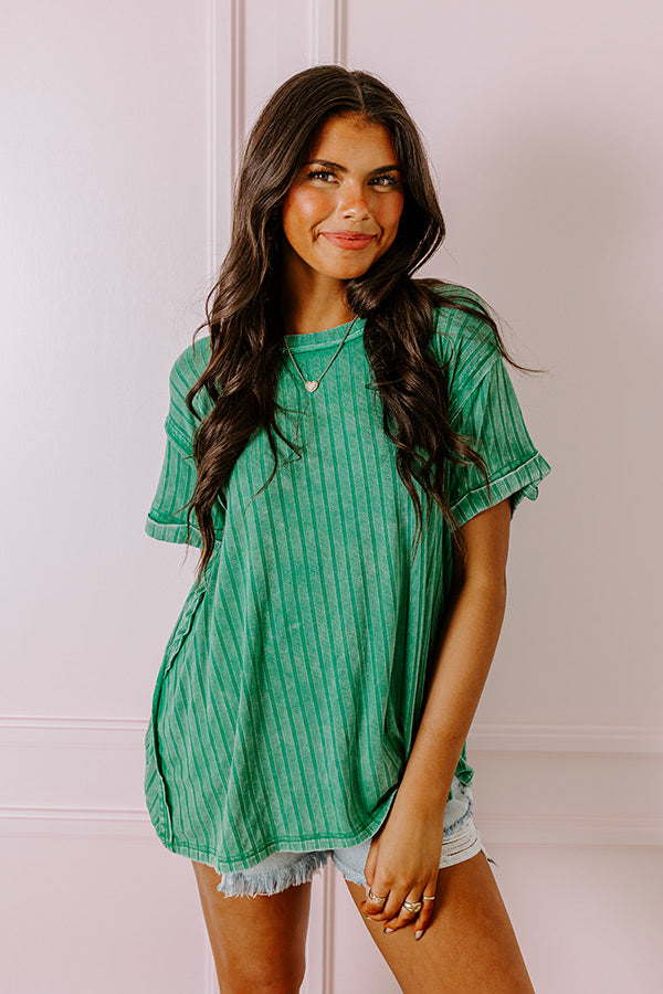 Back To Basics Mineral Wash Shift Top in Green