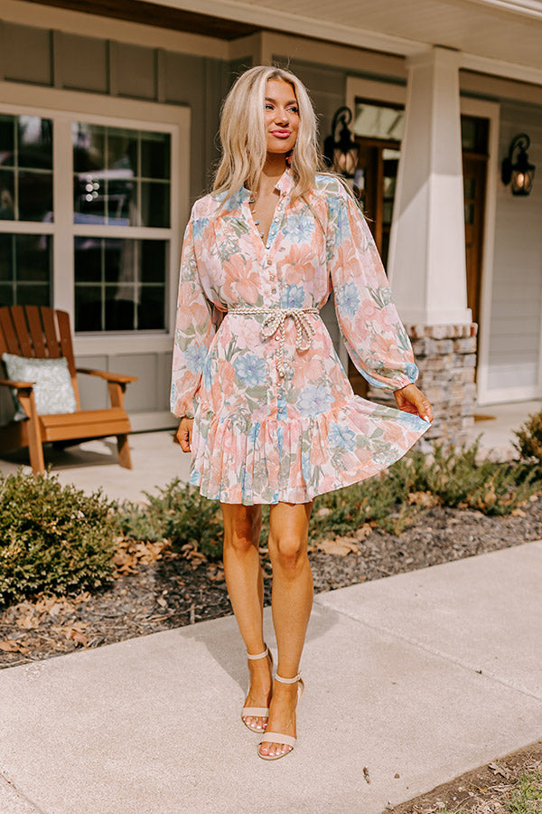 blossom floral mini dress Luma Blossom Lace Trim Floral Mini Dress in Black