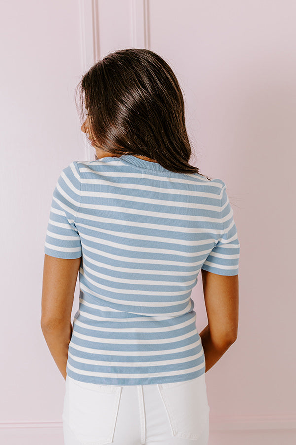 Vacay Mode Stripe Top in Sky Blue