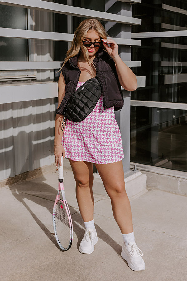 Sporty Spice Houndstooth Athletic Dress in Pink