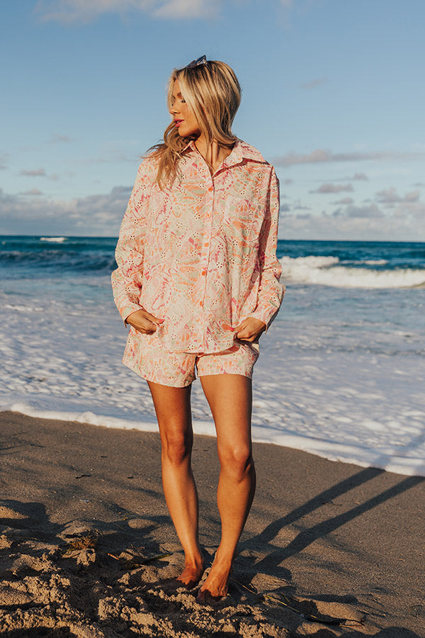 Summer Mirage Eyelet Button Up