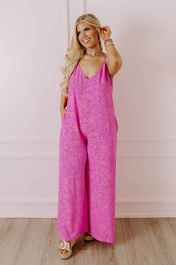 Casually Chic Floral Jumpsuit in Violet Curves