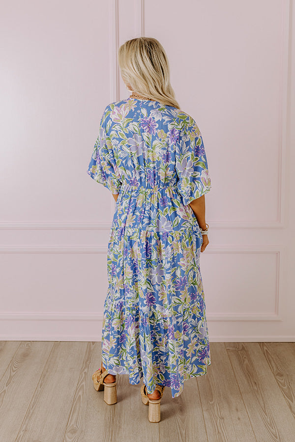 Blossom Breeze Floral Maxi In Periwinkle