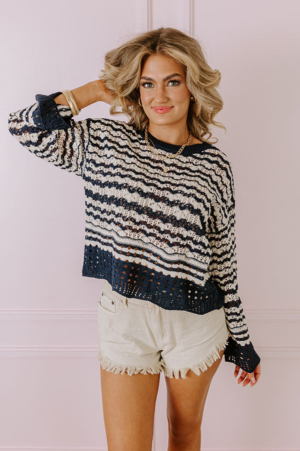 Drifting Tranquility Knit Top In Navy