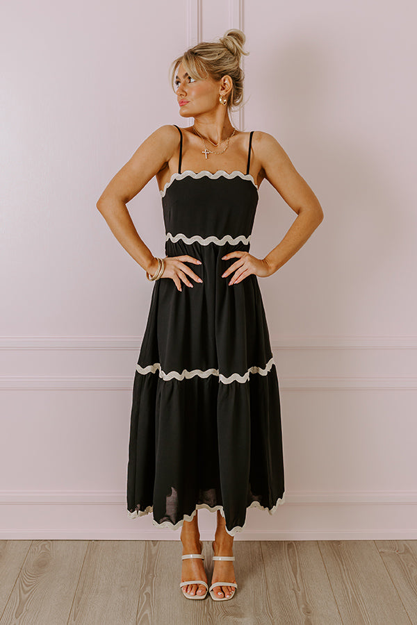 Boho Bliss Scalloped Midi in Black