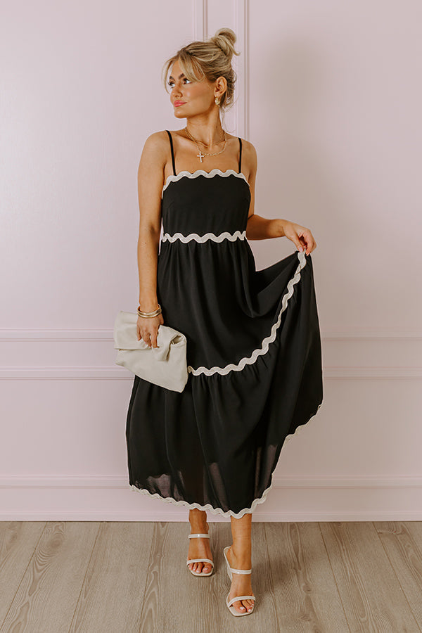 Boho Bliss Scalloped Midi in Black