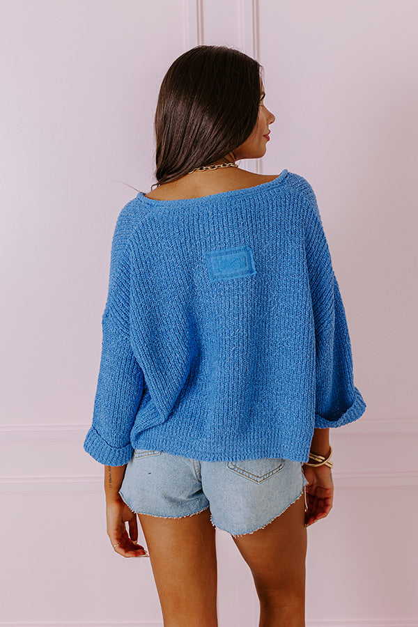 Vacation Vibes Knit Top in Ocean Blue