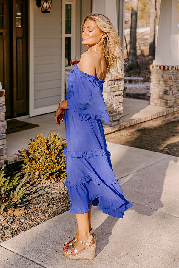 Toes In The Sand Smocked Midi In Royal Blue