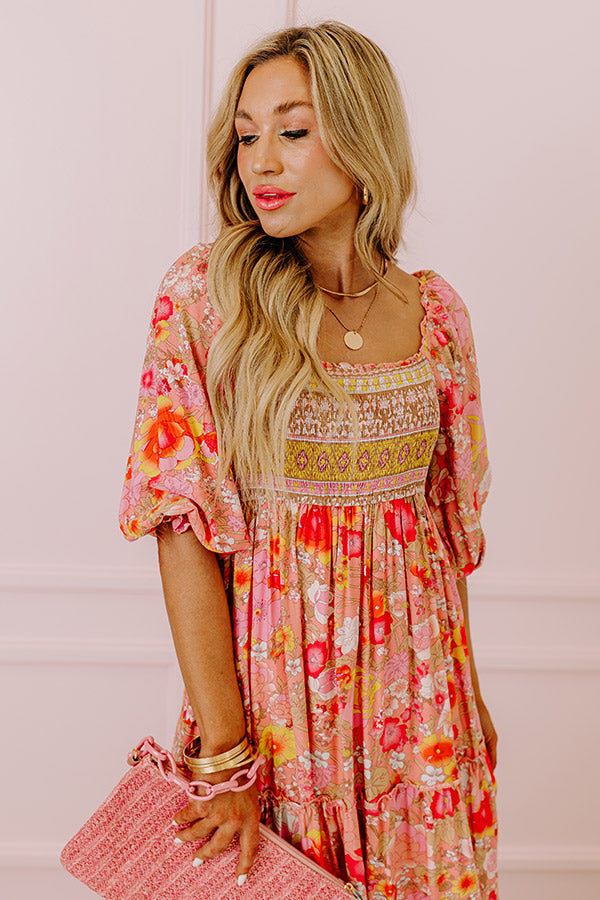 Sips And Smiles Floral Midi