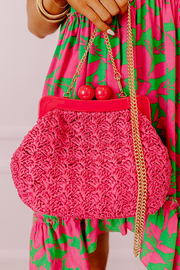 Coastal Canvas Woven Crossbody In Hot Pink