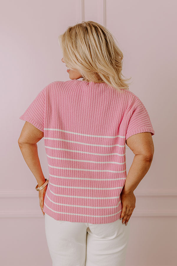 City Chic Knit Top in Pink Curves
