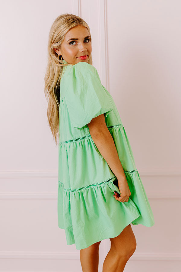 Sunday Stroll Mini Dress in Light Kelly Green Sunday Stroll Mini Dress in Light Kelly Green