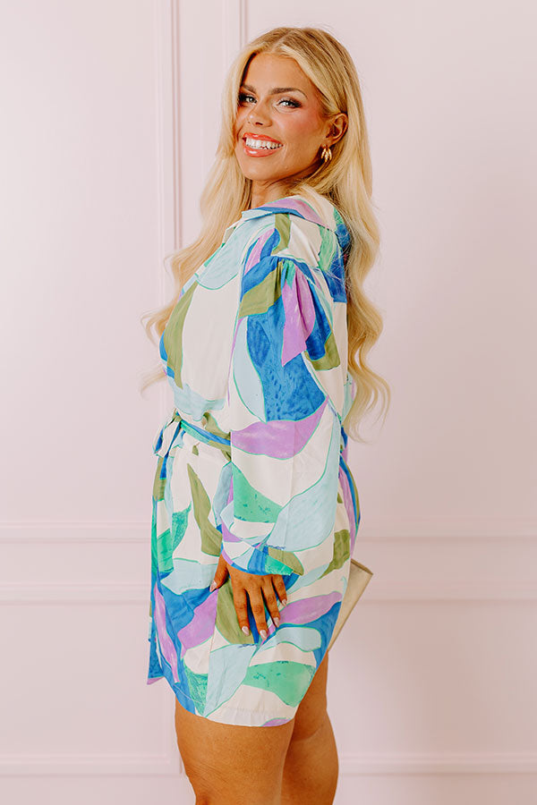 Happy Hour Meetup Romper in Ocean Blue Curves