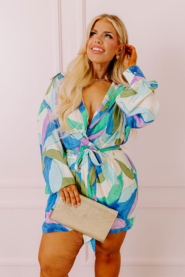 Happy Hour Meetup Romper in Ocean Blue Curves