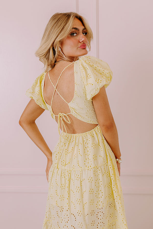 Oh So Sweet Eyelet Maxi Dress in Yellow