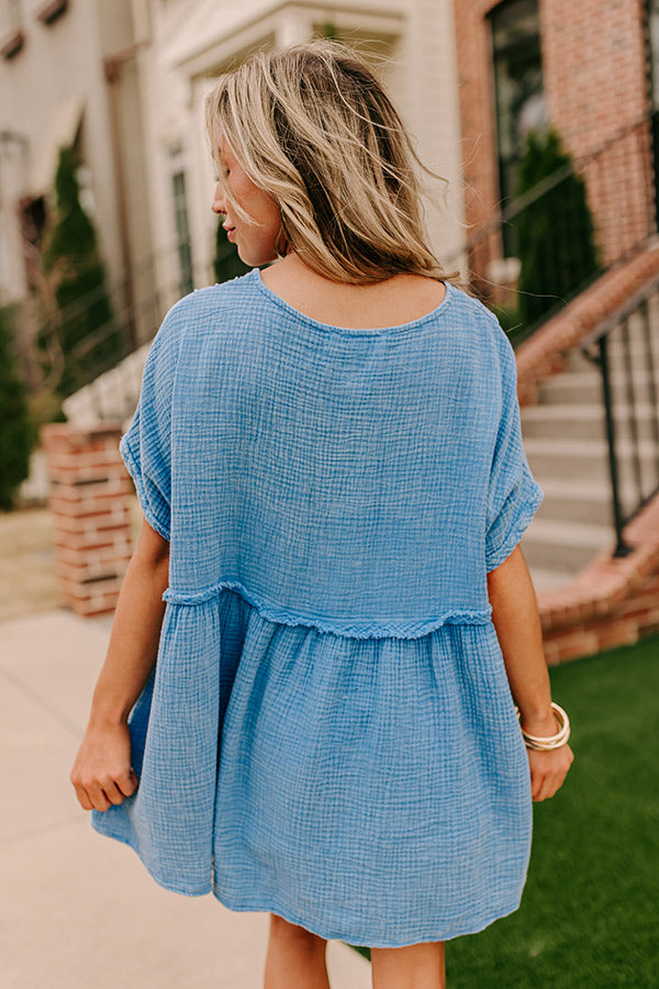 Brunch Voyage Babydoll Top in Ocean Blue