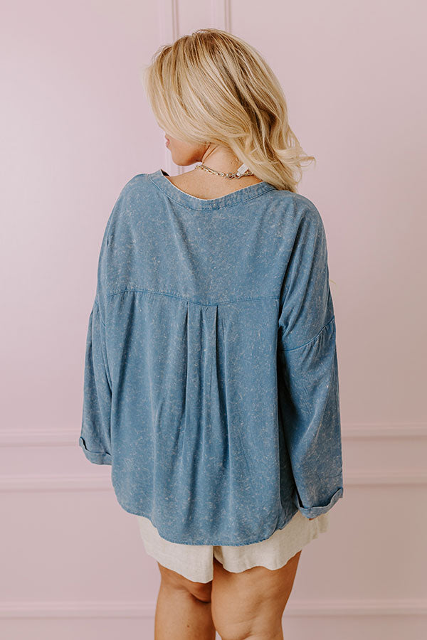 Casual Brunch Mineral Wash Shift Top Curves