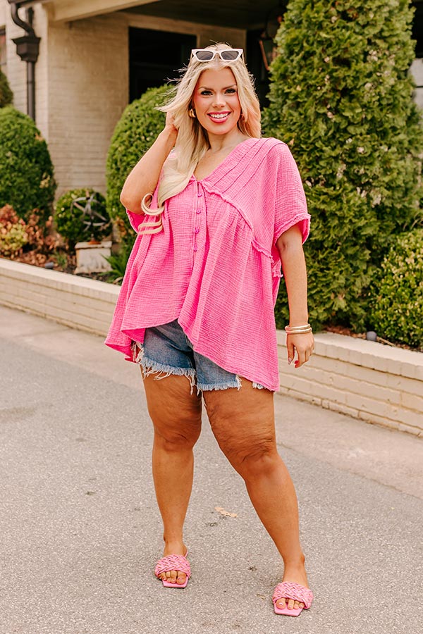 Brunch Voyage Babydoll Top in Pink Curves