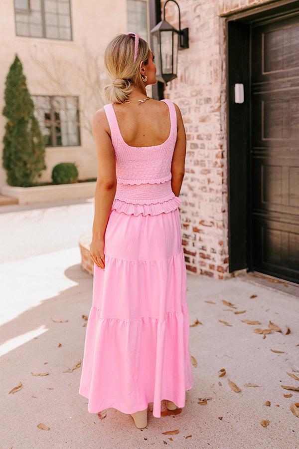 Sunset Beach Stroll Crochet Maxi Dress in Pink Sunset Beach Stroll Crochet Maxi Dress in Pink
