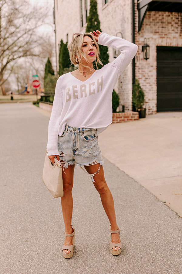 Beach Life Knit Sweater in White