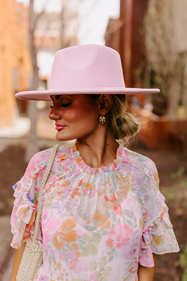 Chic and Charm Felt Fedora in Light Pink